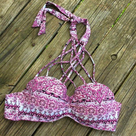 NWT Ambrielle Purple Pink Silver Bikini Top Sz L - Picture 7 of 8